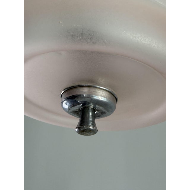 Art Deco 2-Light Pendant in Pink Glass and Chromed Metal, 1940s For Sale - Image 10 of 12