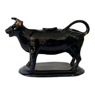 Antique English Staffordshire Jackfield Cow Creamer For Sale