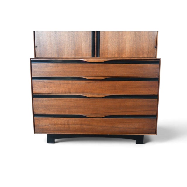 Mid 20th Century Mid 20th Century John Kapel Tall Dresser / Wardrobe in Walnut For Sale - Image 5 of 14