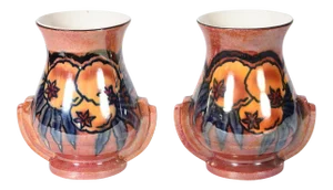 Vintage English Glazed Art Pottery Vases - a Pair