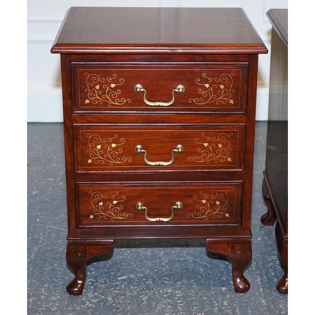 Anglo Indian Nightstands with Brass Inliad For Sale - Image 6 of 16