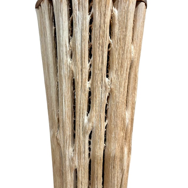 Mid-Century Modern Vintage Mid Century Rustic Southwestern Folk Art Saguaro Cactus Skeleton & Stone Floor Lamp For Sale - Image 3 of 9