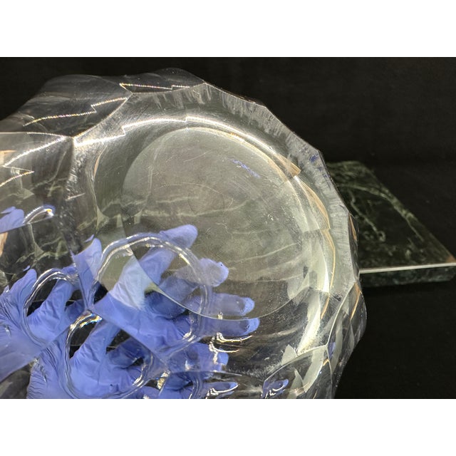 Glass Late 20th Century Crystal Vase, Ruffled Rim With Spiral Swirl Cut Pattern For Sale - Image 7 of 11