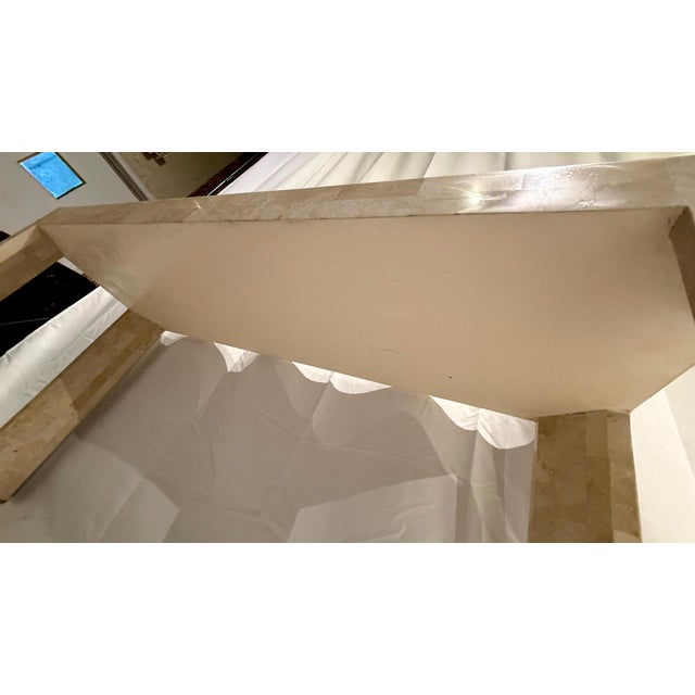 1980s Maitland-Smith Tessellated Stone Console With Brass Inlay Accents For Sale - Image 10 of 12