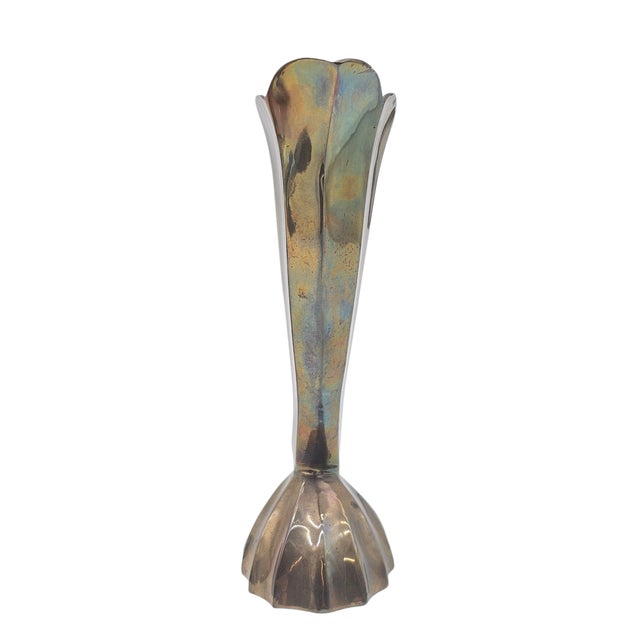 Mid-Century Brass Cornucopia Vases in Art Deco Revival Style, Pair For Sale - Image 11 of 12