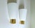 Set of 3 Vintage Limburg sconces, featuring a gilded brass base, conical shaped glass shades. Very good condition...