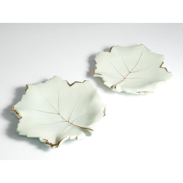 Art Deco Pistamio and Gold Leaf Plates, Set of 7 For Sale - Image 9 of 18