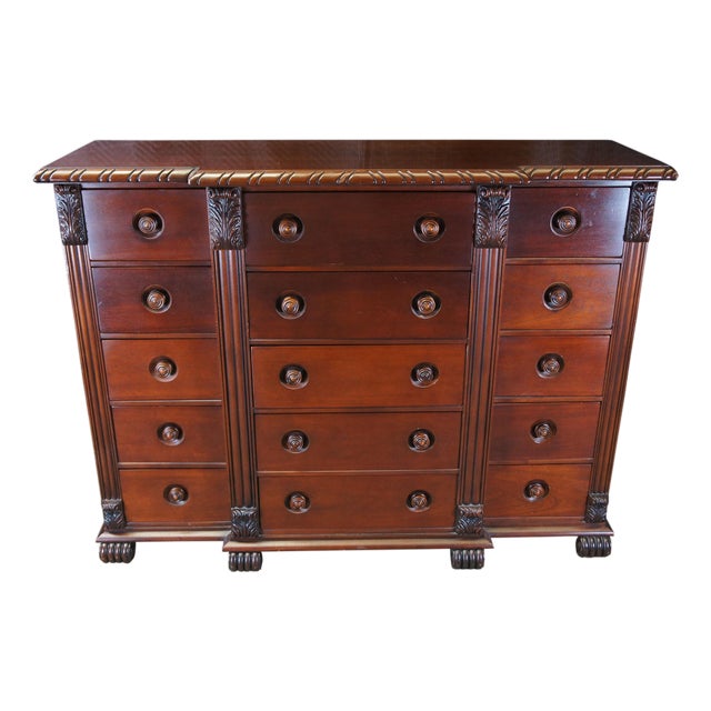 Late 20th Century Ralph Lauren Henredon George II Mahogany Gentleman's Dresser Chest of Drawers For Sale