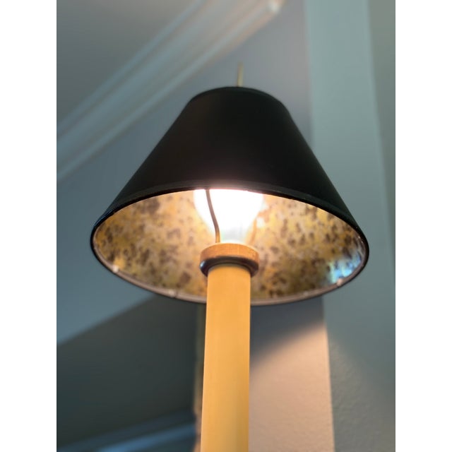 Mid-Century Modern 1980s Chapman Tall Buffet Cast Brass Table Lamps With Original Black Shades - a Pair For Sale - Image 3 of 17