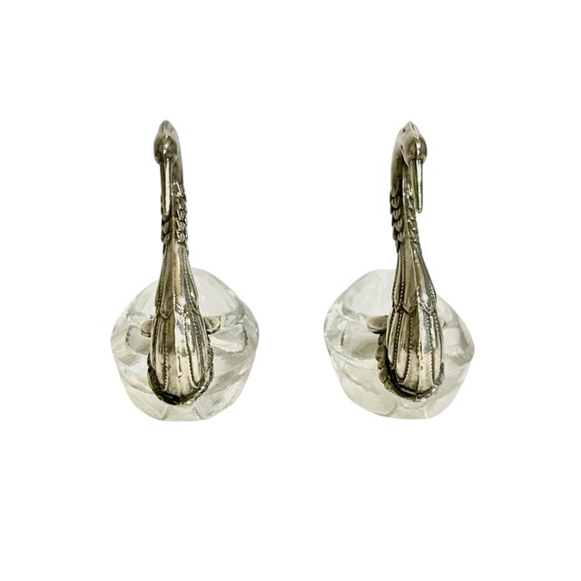 French Vintage French Swan Salt Cellars - Pair For Sale - Image 3 of 9