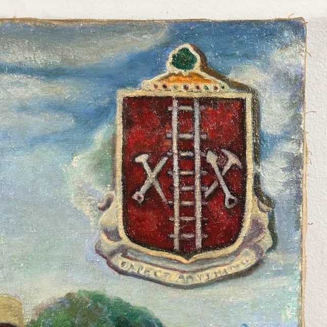 Antique 1940s Ww2 Outsider Art Portrait of Workers in the 21st Engineer Battalion, Signed (Oil on Canvas) For Sale In Philadelphia - Image 6 of 12