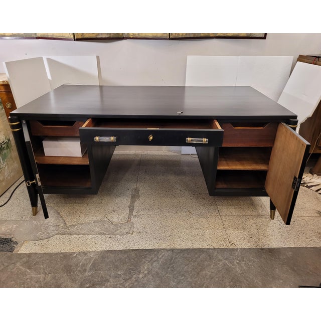 Black Art Deco Desk in the style of Léon & Maurice Jallot, France, 1940s For Sale - Image 8 of 18