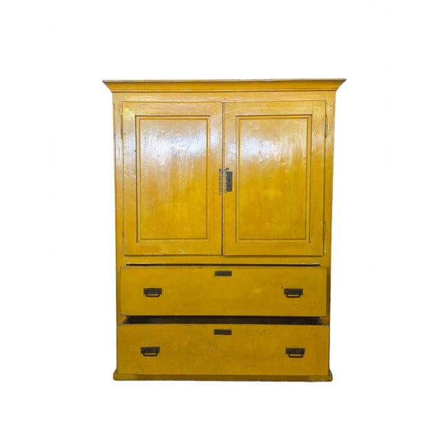 Rustic Antique Yellow Tuscan Pantry Cabinet, 1890s For Sale - Image 3 of 6
