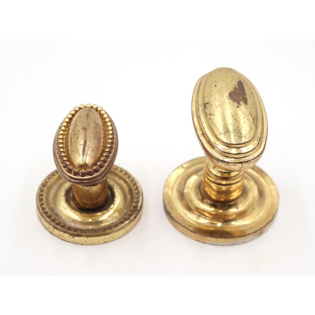 Modern Modern Brass Oval Concentric & Beaded Door Knob Set For Sale - Image 3 of 8