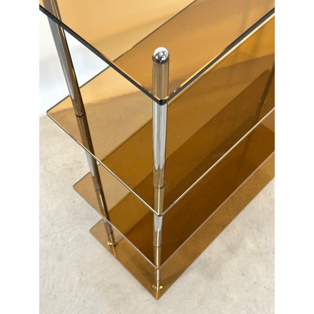 1970s Vintage Glass and Steel Shelf, 1970s For Sale - Image 5 of 9