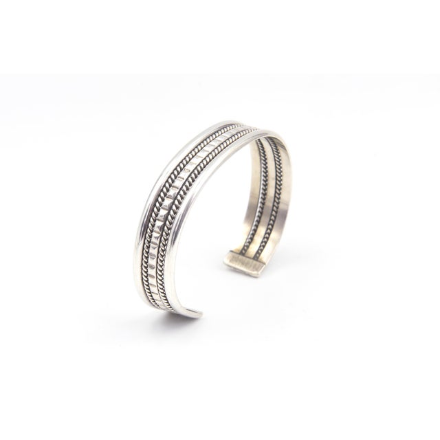 Silver Tahe Navajo Native American Sterling Silver Cuff Bracelet For Sale - Image 8 of 11