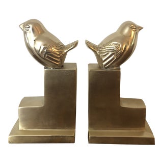 Vintage Solid Brass Bird Bookends - a Pair For Sale