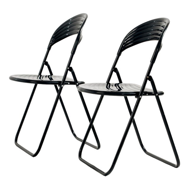 Vintage Italian Folding Chair in Metal, 1980s For Sale