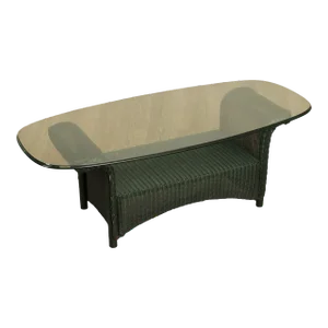 Lloyd Loom Glass Top Wicker Outdoor Coffee Table