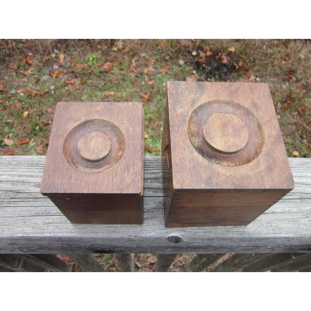 This pair of vintage wood nesting kitchen canisters is a blast from the past, and has clearly been put to good use over...