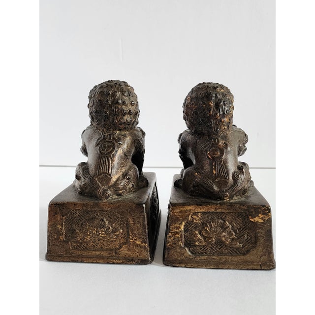 Antique Gilt Bronze Chinese Foo Dogs-A Pair For Sale In New York - Image 6 of 12