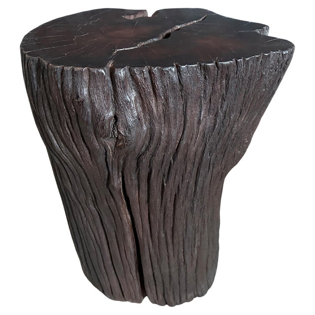 Reclaimed Ulin wood cylinder side table. Also known as Iron wood. Charred sanded and sealed and carved into a minimalist...