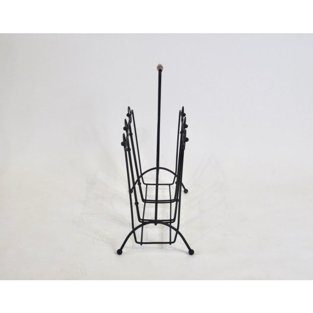 1950s Joseph Burlini Style Iron Magazine Rack For Sale - Image 4 of 7