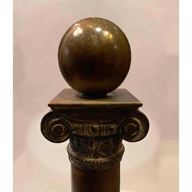 Traditional Antique Federal Style Bronze Andirons - a Pair For Sale - Image 3 of 6