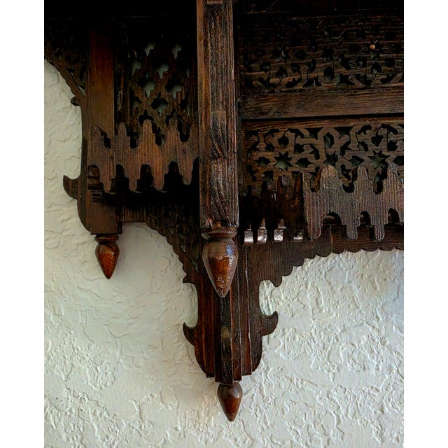 2020s Handmade Moroccan Carved Wall Shelf, Brown For Sale - Image 5 of 10