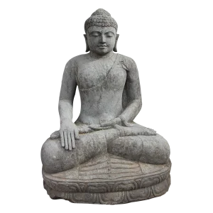 Antique Asian Balinese Stone Sitting Buddha Statue