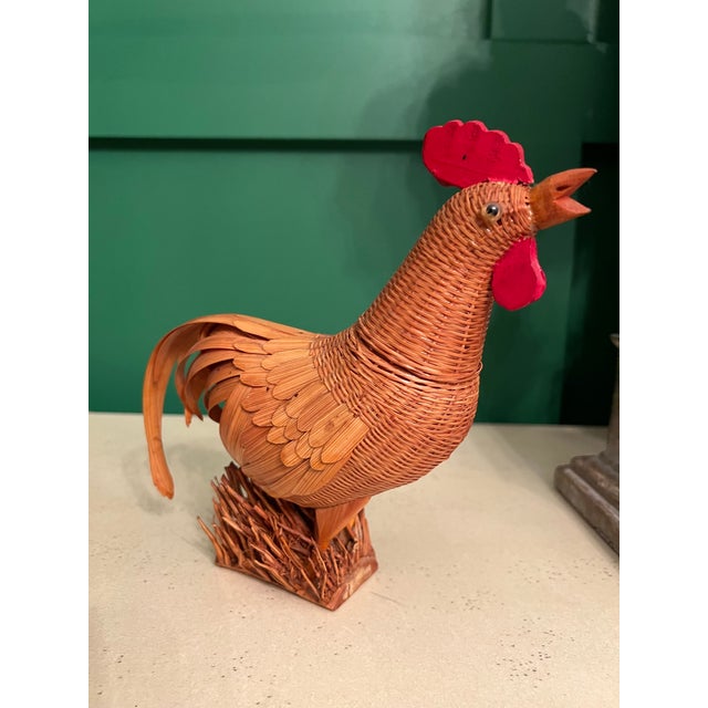 Mid Century Rattan Woven Rooster Basket For Sale In Savannah - Image 6 of 10