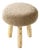 Custom Awassi Tripod Ottoman Footstool — Turned Ash Legs — Camel Tan Bouclé For Sale