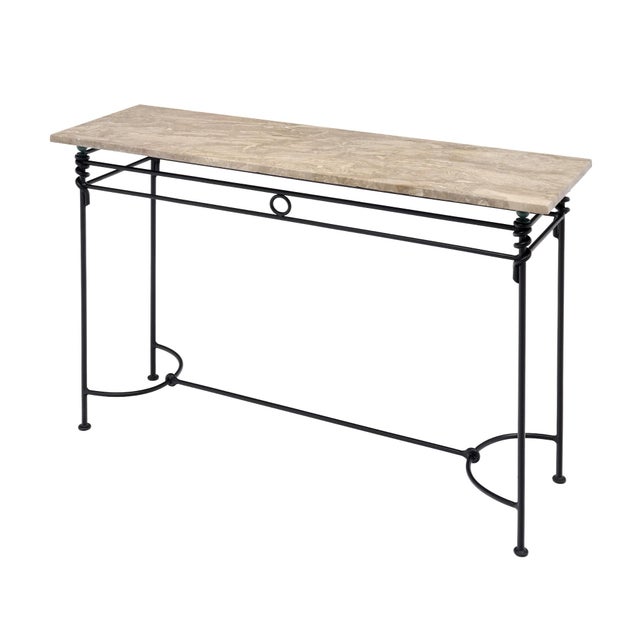 Metal Vintage French Console Table, Iron and Marble For Sale - Image 7 of 9