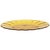 A magnificent amber-colored pressed glass fruit bowl—a very large piece featuring a central rosette and a rounded, wavy...