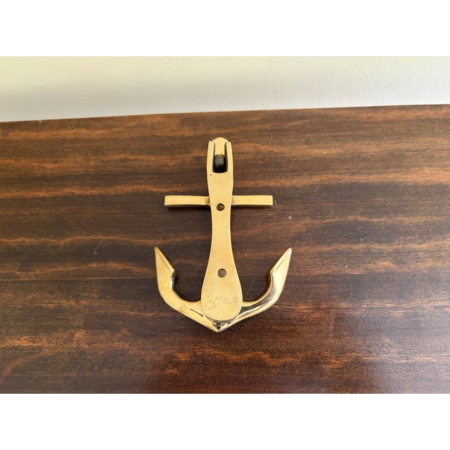 Brass Late-20th Century Nautical Cast Brass Anchor Door Knocker For Sale - Image 8 of 8