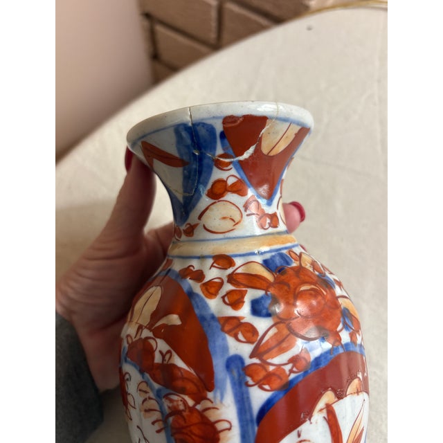 Imari Porcelain Antique Japanese Imari Baluster Vase | Hand-Painted | Meiji Period Arita Porcelain For Sale - Image 4 of 5
