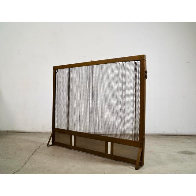 1960s 1960’s Hollywood Regency Solid Brass Fireplace Mesh Screen For Sale - Image 5 of 12