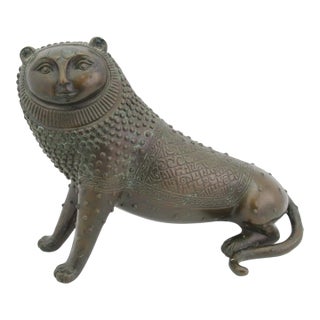 Sergio Bustamante Mexico Bronze Cat Lion With Human Face Sculpture For Sale