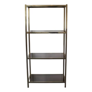 Hollywood Regency Style Smoked and Mirrored Glass Shelf, 1970s For Sale