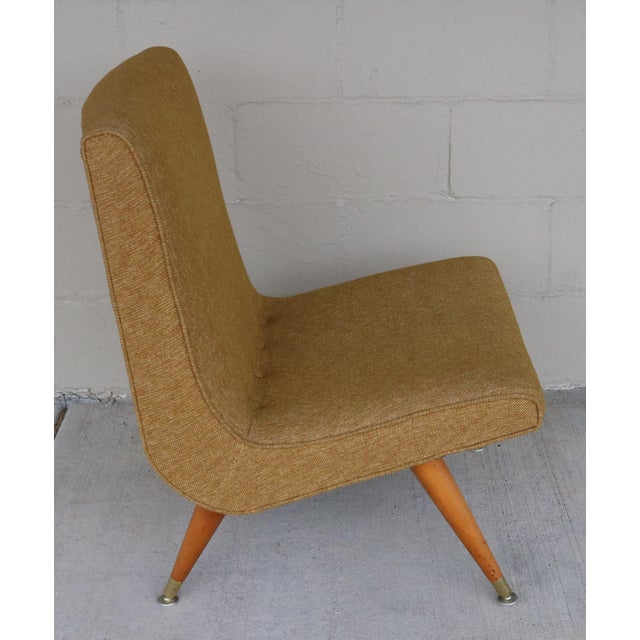 1950s 1950's Mid Century Scoop Lounge Chair in Wool Upholstery For Sale - Image 5 of 9