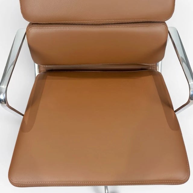 Brown Eames for Herman Miller Aluminum Group Soft Pad Management Chair - Brown Leather For Sale - Image 8 of 10