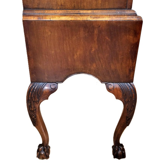 Antique English Queen Anne Walnut Cabinet on Stand Mirrored Cocktail Bar Chest For Sale - Image 9 of 18
