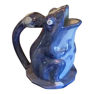 Charming Blue Pottery Frog Pitcher