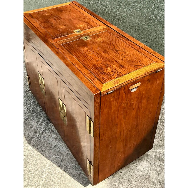 Brown Vintage Henredon Campaign Dry Bar For Sale - Image 8 of 12
