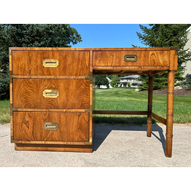 Mid Century Campaign Style Desk by Dixie Furniture For Sale - Image 12 of 12