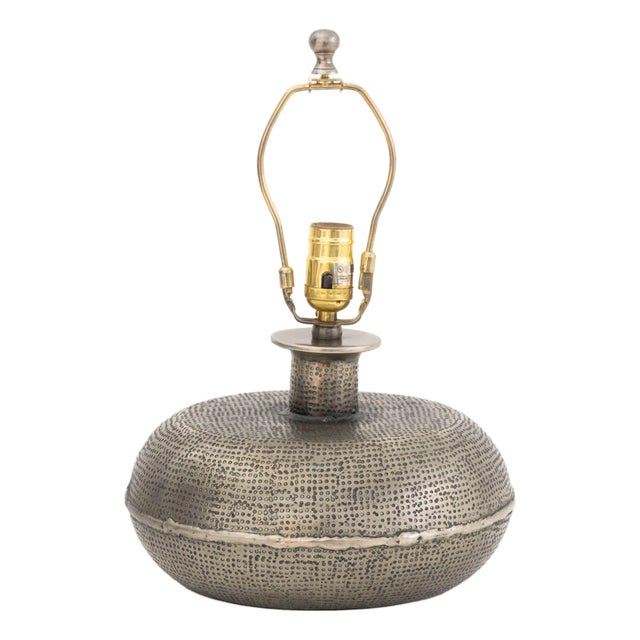 Modern Oval Silvered Brass Table Lamp For Sale