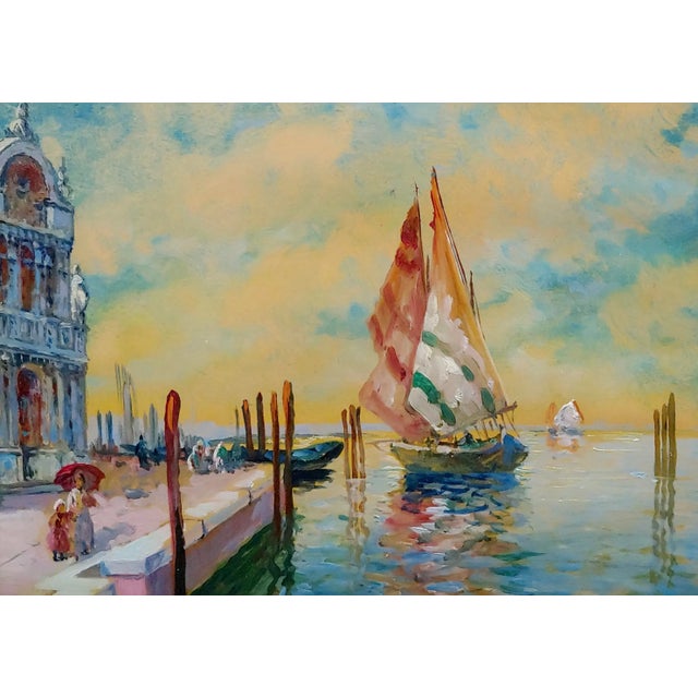 19th Century 19th Century Mediterranean Painting by s.r. Torello of Venetian Scene For Sale - Image 5 of 10