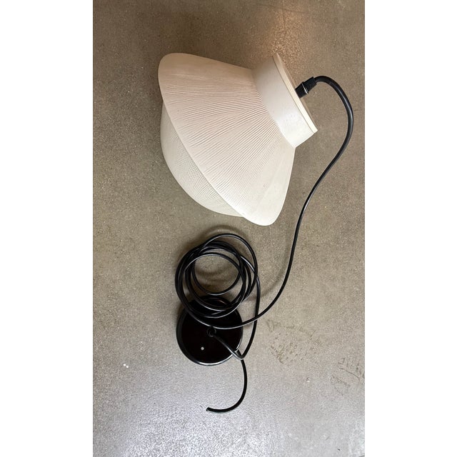 Ceramic Organic Modern Sculptural Ceramic Gubbio Pendant Lights by Miri Mara – Ribbed Stoneware, California Studio - Unused Pair For Sale - Image 7 of 10