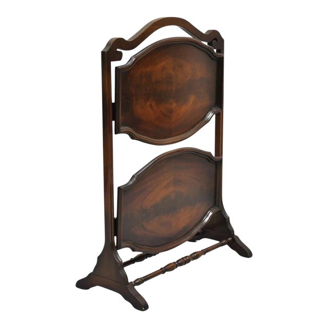 Vintage Regency Style Mahogany 2 Tier Folding Muffin Cake Stand Side Table For Sale