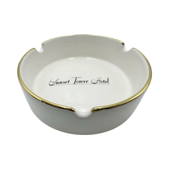 Ceramic Late 20th Century Sunset Tower Hotel Hollywood, Ca White Porcelain Ashtray For Sale - Image 7 of 11